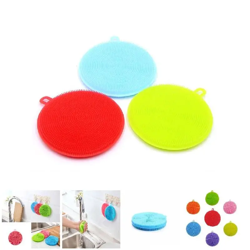 Silicone Dish Wash Sponge Scrubber Soft Fruit Washing Cleaning Brushes Kitchen Tool 2017ing | Дом и сад