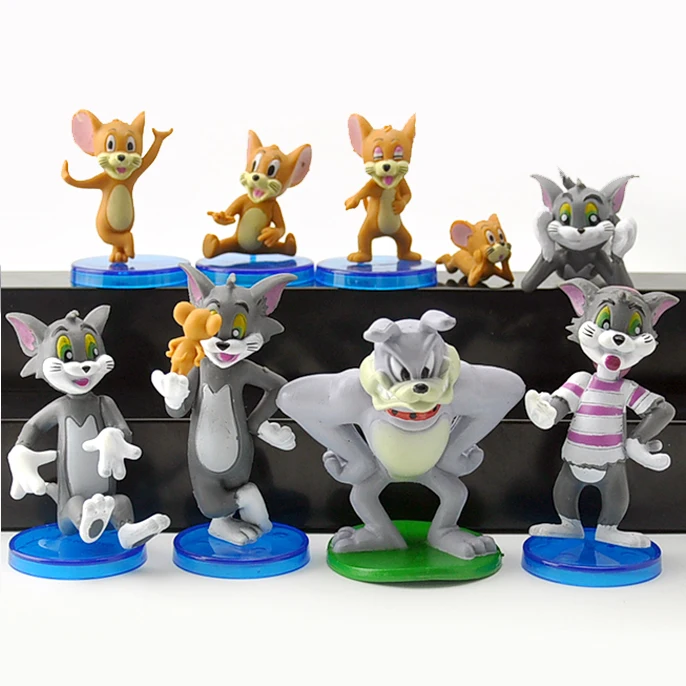 

9pcs/lot Cartoon Tom and Jerry Action Figures Tom Jerry Spike PVC Action Figures Toys Model