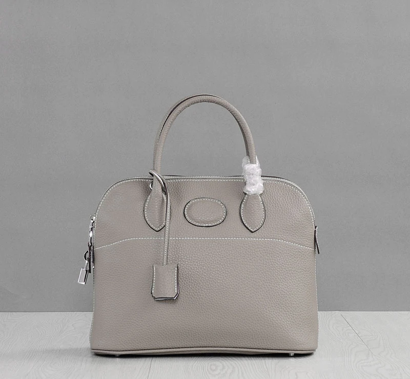Новинка, натуральная кожа, сумка-ракушка, женские сумки, отличная линия, шитье, хорошее качество, женская сумка через плечо, M1995 - Цвет: light grey 27cm