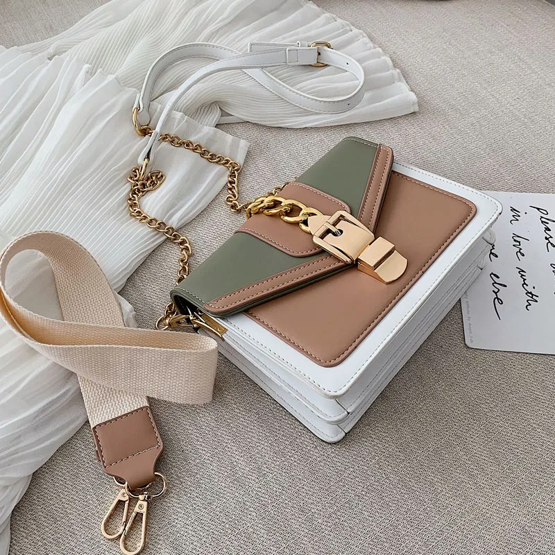  Contrast color Leather Crossbody Bags For Women 2019 Travel Handbag Fashion Simple Shoulder Messeng - 33053869239