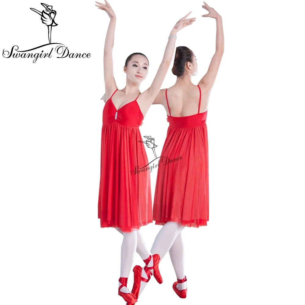 red lyrical ballet dress for gilrs girl ballet dress dancewear women