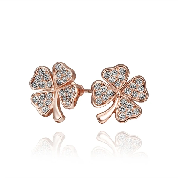 2017 New Arrival Earrings Stud Rose Gold Plated With Austrian 2017 New Arrival Earrings Stud Rose Gold Plated With Austrian Crystals Cute Clover Earring For Women Wedding Jewerly Brincos In From Jewelry