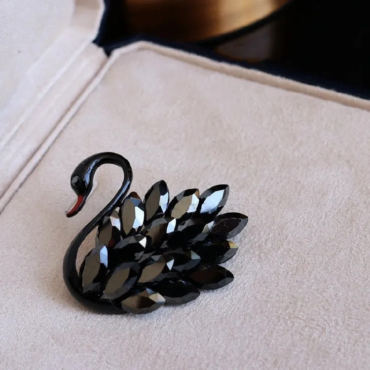

Swan shaped Zircon black swan brooch