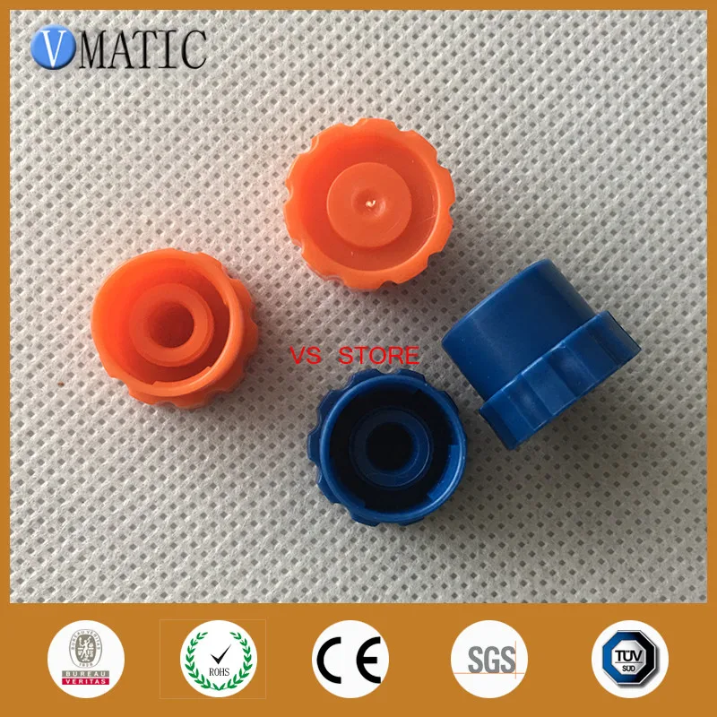 

Free Shipping 100Pcs Blue/Orange Syringe Barrel Tip Caps Plastic Stopper
