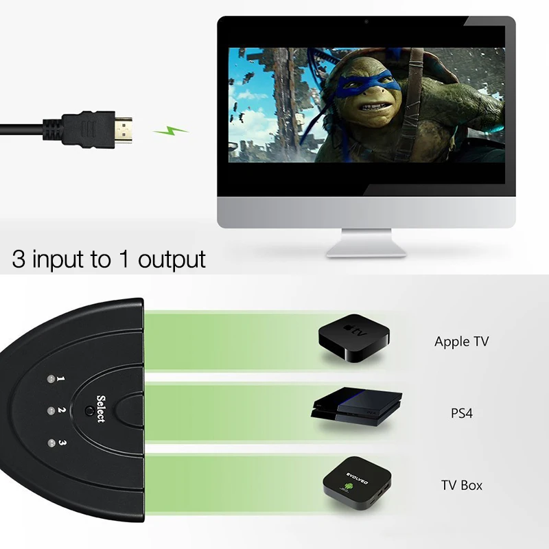 Tendway-Mini-3-Ports-HDMI-Splitter-Cable-4K-HDMI-Switcher-1080P-HD-TV-Converter-3-in