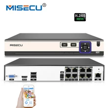 MISECU 4K 48V POE H.265/H.264 NVR 4*5M/8*4M/4*3M/16*960P P2P RS485 IEE802.3af CCTV NVR ONVIF 5M playback Hi3798M For POE Camera