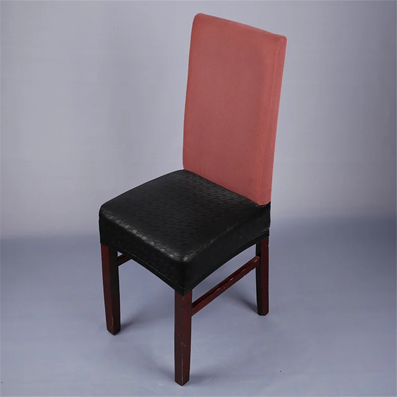

Waterproof Elastic PU Chair Cover 1pcs Solid Lace Pattern Chair Seat Covers Hotel Banquet Computer Dining Seat Case Slipcover