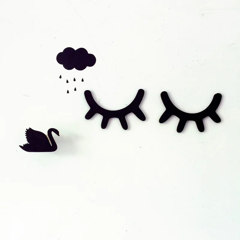 2 unids/set pestañas nórdicas de madera dibujos animados 3D pegatina de pared DIY niños dormitorio accesorios hogar sala de estar decoración colgante MI 008 2 unids/set pestañas nórdicas de madera dibujos animados 3D pegatina de pared DIY niños dormitorio accesorios hogar sala de estar decoración colgante MI 008