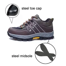 Уличная походная кожаная безопасная обувь wokr мужские и женские рабочие ботинки со стальным носком и стальная подошва