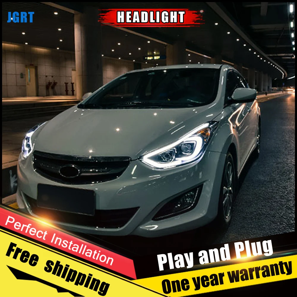 Автомобильный Стиль светодиодный фары для Hyundai Elantra 2013 2016 головная лампа объектив