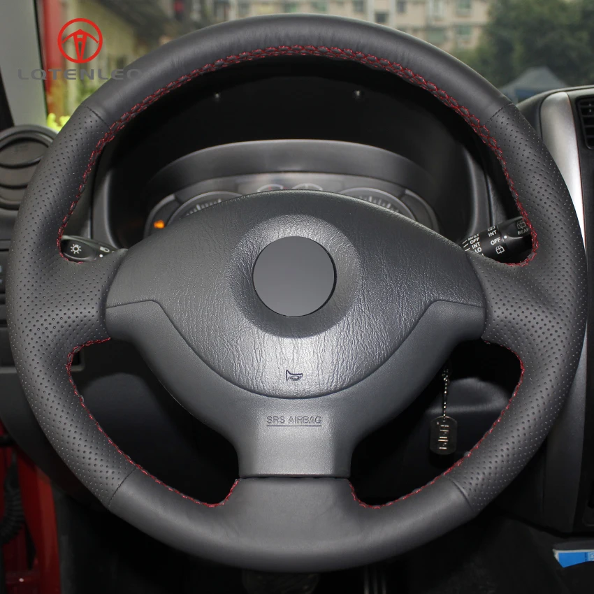 LQTENLEO черная искусственная кожа ручная прошитая крышка рулевого колеса автомобиля для Suzuki Jimny 2007