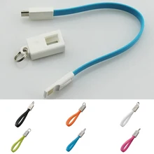 2in1 Key Chain Ring USB Noodle Flat Wire Charger Sync Data Cable For Android 6Colors Flexible Charger Data Cable