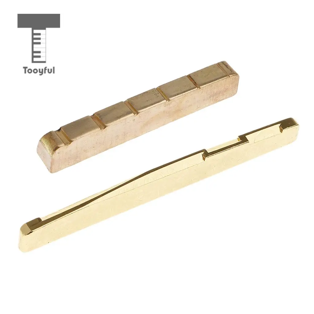 Tooyful 6 String Guitar Slotted Saddle Nut Set Brass for Acoustic