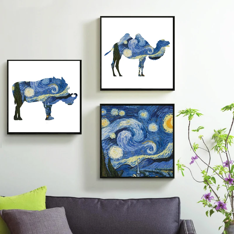 

Starry Night Vincent Van Gogh Impressionism Copy of The Famous Artist Poster Art Landscape Oil Painting of Canvas Portrait Wall