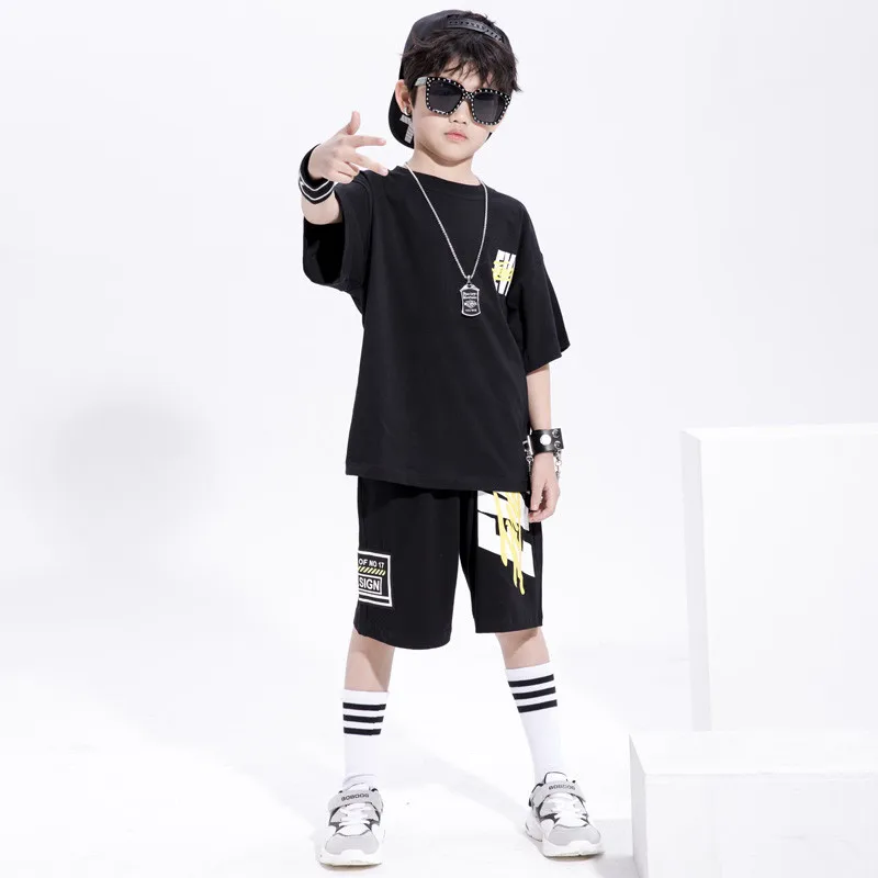 

Boys short sets Children's clothing for boys Summer Loose 2019 Short Sleeve Children sportswear dance costume kids jazz