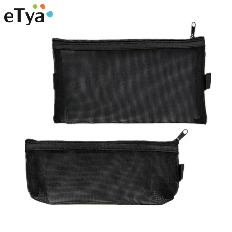 ETya متعددة الوظائف أزياء النساء شبكة حقيبة مستحضرات تجميل صغيرة شفافة النايلون حقيبة التخزين سستة حقيبة مستحضرات تجميل الطالب مقلمة