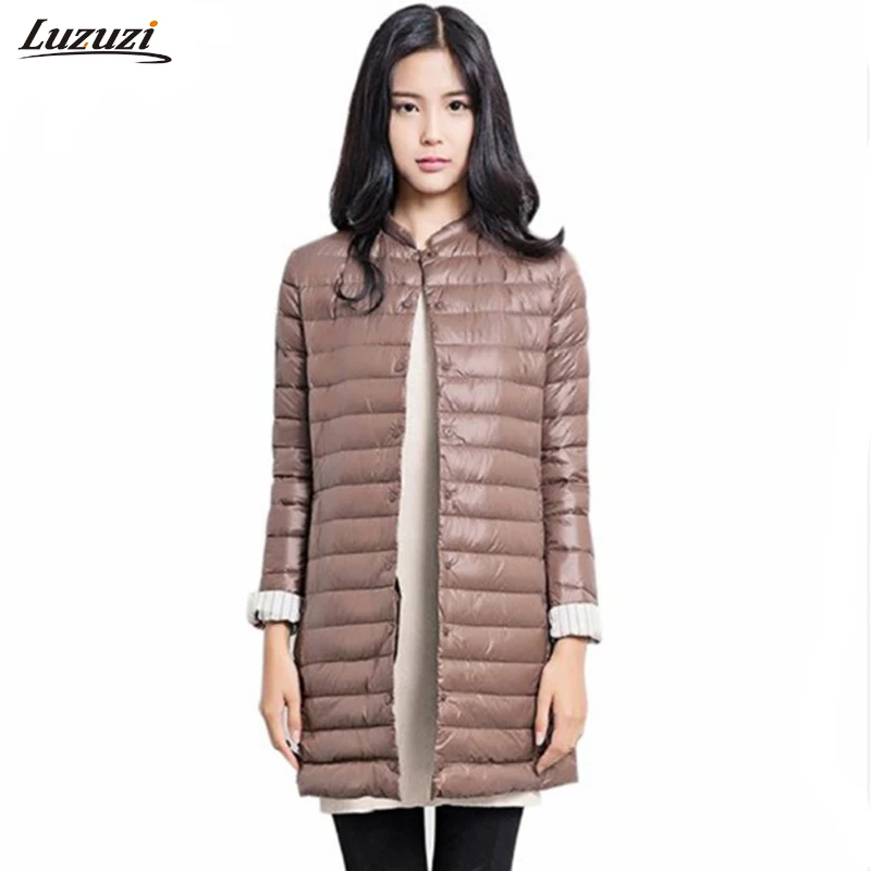 Image 1PC Thin Down Coat Winter Jacket Women Winter Coat Women Long Coats Outerwear Parka Manteau Femme ZZ3597