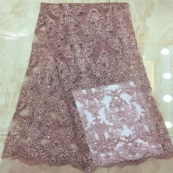 

French lace fabrics 2019 African tulle lace fabric with sequins Nigerian lace fabrics 3d for wedding party dresses xc65-1124