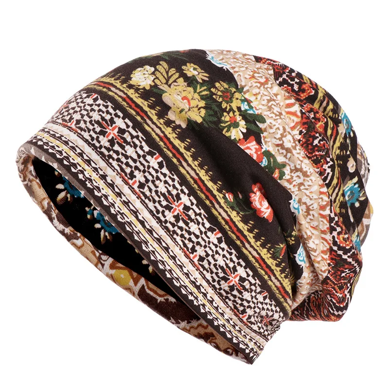 Bohemia printing women Beanies Casual Slouchy Beanie striped printing