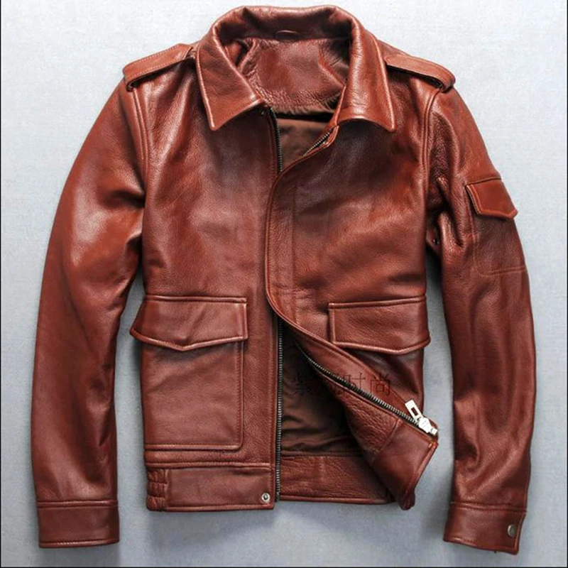

Men's Cowhide Leather Jackets Brand Designer Outwear High Quality Genuine Leather Coats Male Vintage Motorcycle Rider G1 Jackets