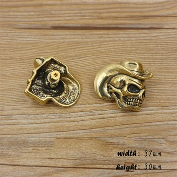 

skull head cow mandesign solid brass leather wallet caibu button rivet and screws 3pcs/lot