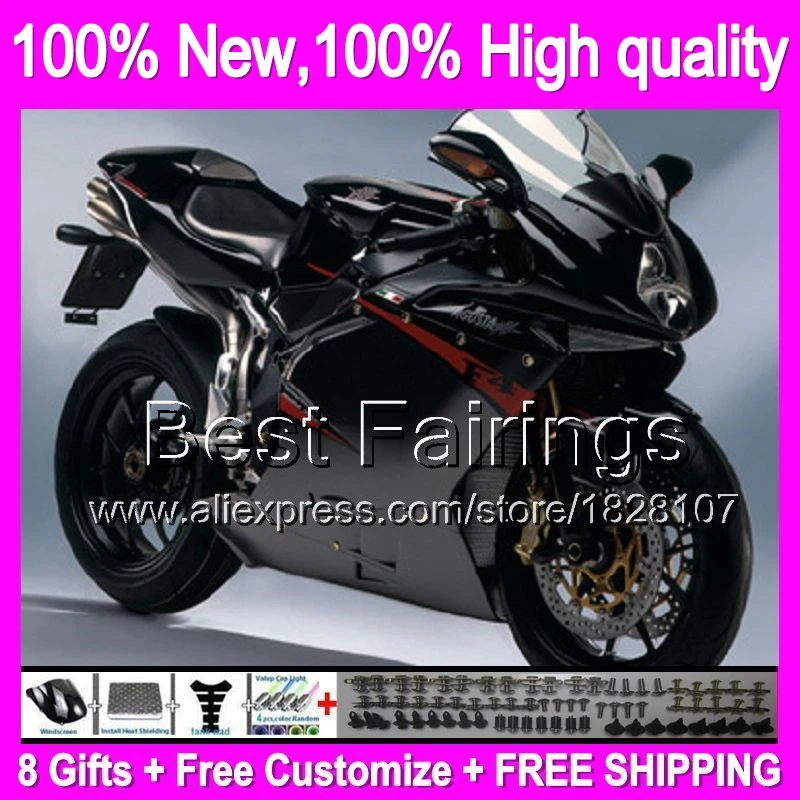 

Fairing For MV Agusta F4 05-06 R312 ALL Black 750S 1000 2005 2006 4B67 R 750 1000R 312 1078 11 MA Gloss black 05 06 +decal