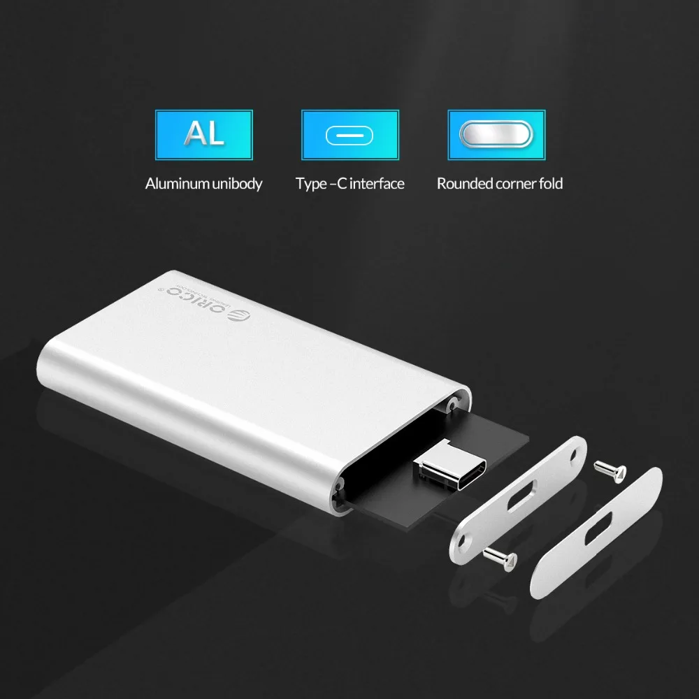 Price ORICO Aluminum Type C Mini mSATA SSD Enclosure USB3.1 6Gbps High speed USB C SSD Case mSATA Screw Fixing for Windows Linux Mac