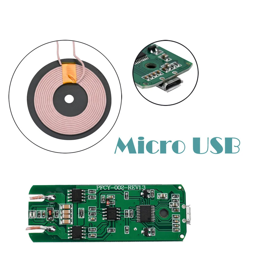 Hot sale Qi Wireless Charger PCBA Circuit Board Coil Wireless Charging Micro USB Port DIY For