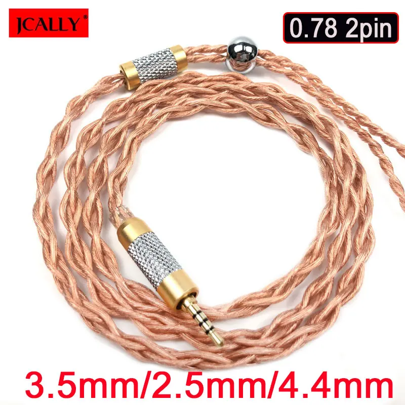 

New JCALLY upgrade oxygen-free copper 0.75mm 0.78mm 2pin Earphone cable 3.5MM For Westone1964 JH U16 w4r es3 es5 TFZ headset