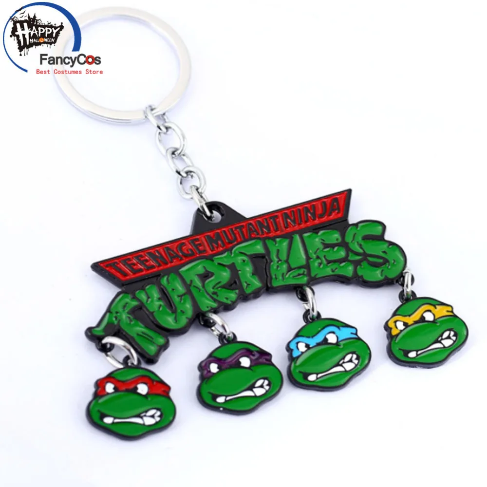Animation Ninja Turtle Leonardo Da Vinci Raphael logo Alloy Key chain Movie Fancy Jewelry Costume Cosplay Halloween
