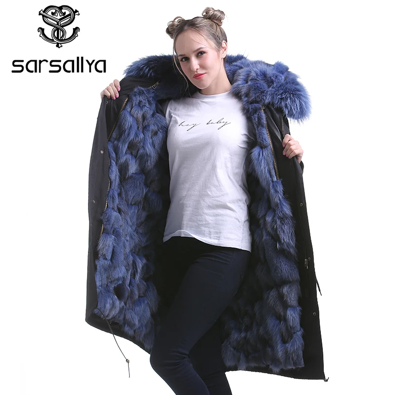 Sarsallya Для женщин реальные капюшоном енотовидная собака Мех зимнее пальто X