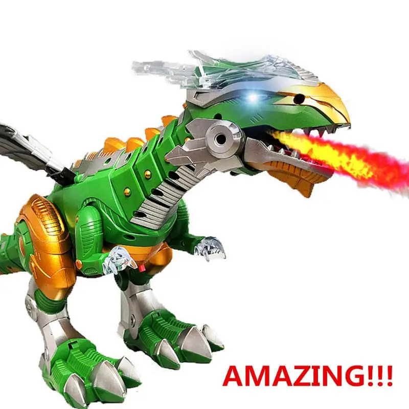 

Amazing Spray Electric Dinosaur Toy Walking Spray LED Light Up Sound Dinosaur Toy Dinosaur Robot Model Boy Birthday Christmas Gi