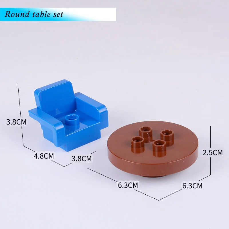 Детские Большие кирпичные строительные блоки, набор игрушечной мебели, фруктовый набор, набор для пожаротушения и т. Д. Различные большие строительные блоки игрушки аксессуары - Цвет: Round table set