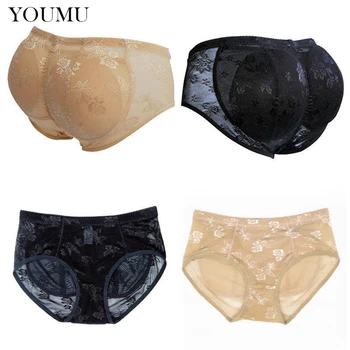 

Women Floral Fake Buttocks Padded Briefs Nude Black Mid-Rise Underwear Hip Pads Seamless Underpants New Fashion 903-A458