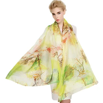 

2018 Spring High quality silk scarf natural Women Long scarves Shawl Female hijab wrap Summer Beach Cover-ups AD115