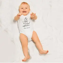 2019 детское боди с надписью «Моя тётя не влияет» белого цвета с надписью, комбинезон с короткими рукавами, хлопок, цельный комбинезон для 0-24