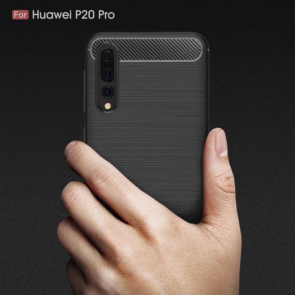 

For Huawei P20 Pro Case Silicon Case Huawei P20 Pro Cover P20 Pro Soft Carbon Fiber Brushed Hoesje Fundas Movil Coque Etui