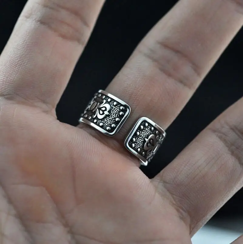 Мужские и женские кольца из тайского серебра 999 пробы с 6 мантрами|open ring|heart ringsilver