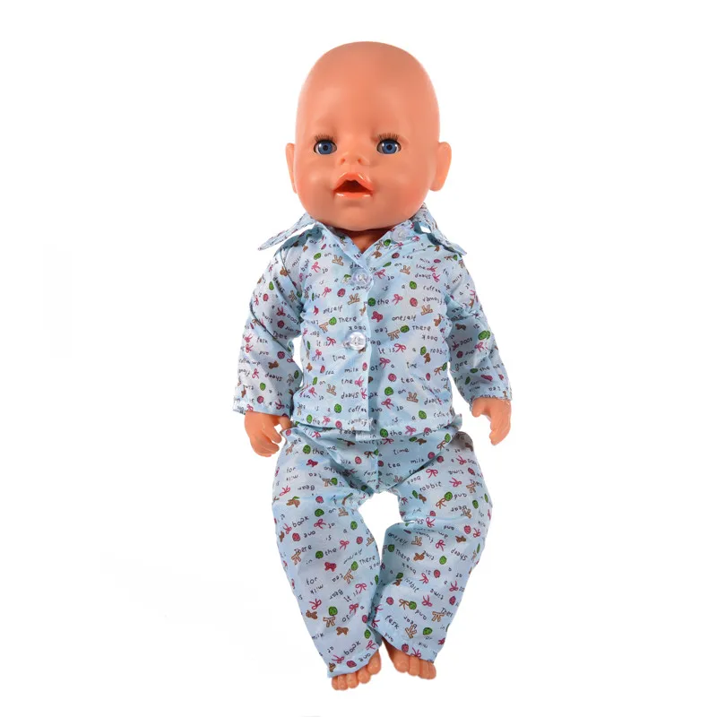 Stylish Set Blue Pajamas for 43cm Newborn Babies Zapf&18 Inch American Girl Doll Clothes n649 american-doll-clothes