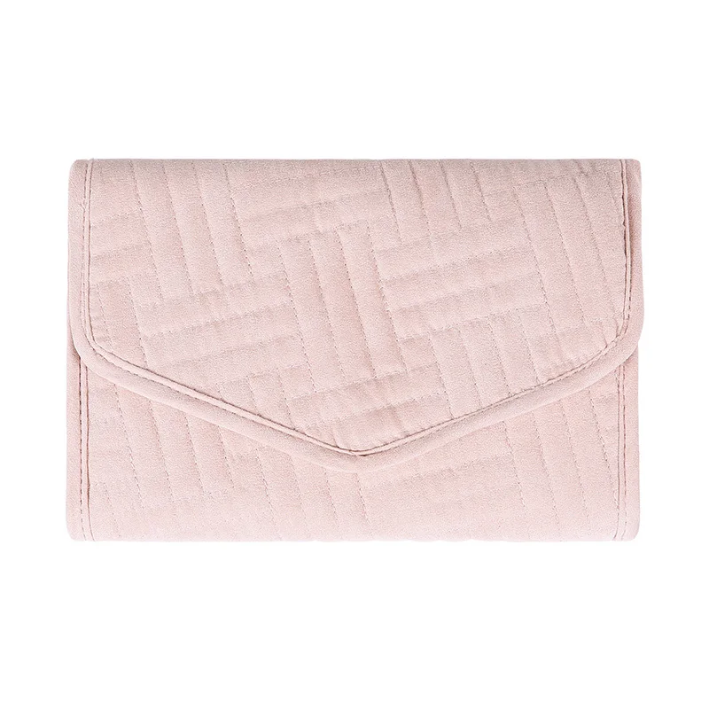Женская Складная сумка для хранения ювелирных изделий, одноцветная, для путешествий, переносная, легкая, органайзер, сумки, большая емкость, серьги, ожерелье, коробка - Цвет: Pink