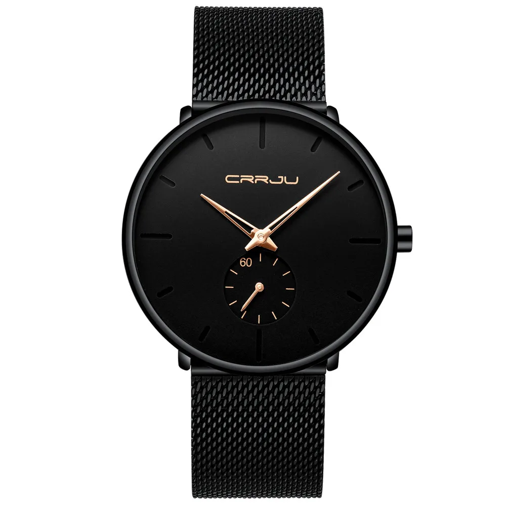 

2018 Stainless Steel 30 Meter Waterproofing Super Thin Men's Business Watch Black Leisure Wristwatch relogio feminino A70