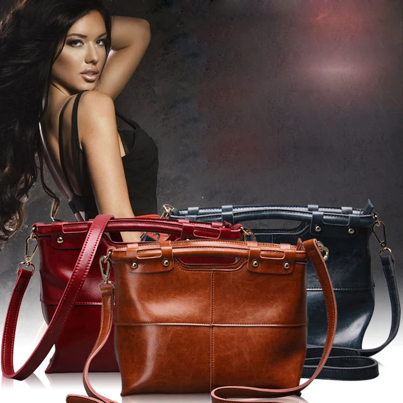 

2017 New Style Oil Cow Leather Lady Messenger Bag Leisure Travel Fashion Zipper Genuine Leather Handbag Shoulder Bag Woman Totes