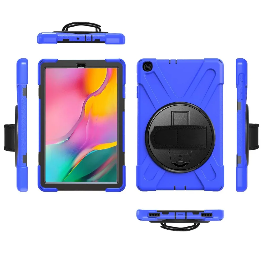 CHINFAI Shockproof Kids Case for Samsung Galaxy Tab A 10.1 T510 T515 Silicone Tablet Case with Holder and Strp for SM-T515