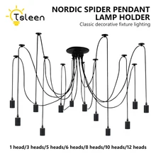 TSLEEN Ретро Винтаж подвесные светильники 2,2 м кабель 1/3/5/6/8/10/12 головок E27 промышленный подвесной светильник в виде кулона, потолочный светильник переменного тока 100-250V