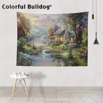 

Beautiful Natural Scenic Hanging Tapestry Green Palm Tree Red Car Wall Art Picture Blanket Hot Art Balloon Decorative Bedspread