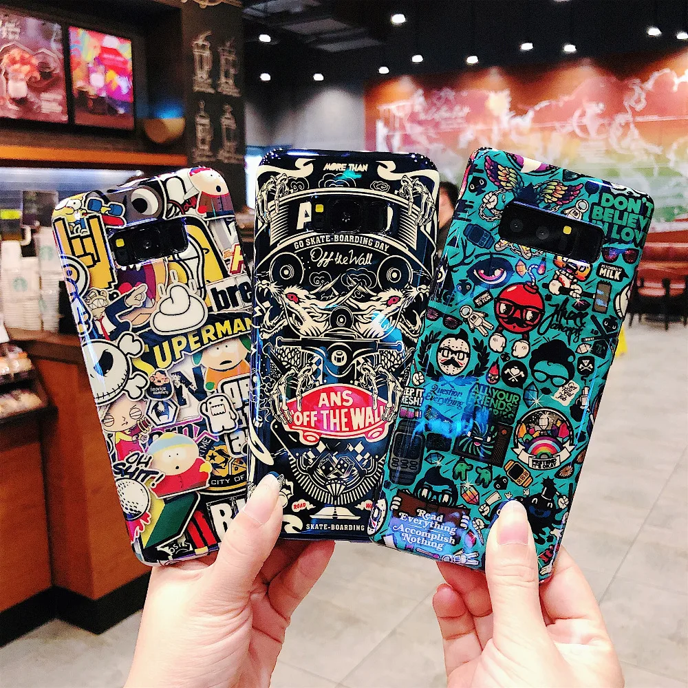 

For Samsung S8 S8plus S9 S9plus Note8 Note9 S10 S10plus S10lite/S10E America Street Style Blue Light GRAFFITI Phone Case Cover