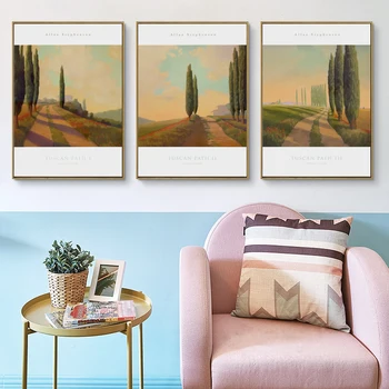 

FGHGF Classic Famous Tuscany Road Retro Oil Canvas Painting Art Print Poster Picture Paintings Bedroom Wall Decoration