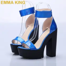 Эмма KING 2019 Фирменная Новинка Лидер продаж из искусственной кожи пикантные туфли с открытым носком Ремешок на щиколотке на высоком
