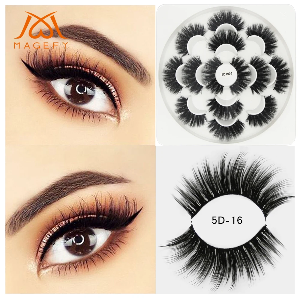 

7 Pairs/Box Long Thick Real Mink Fake Eyelashes Extension 3D Mink Lashes for Beauty Makeup Kit Natural False Eyelashes