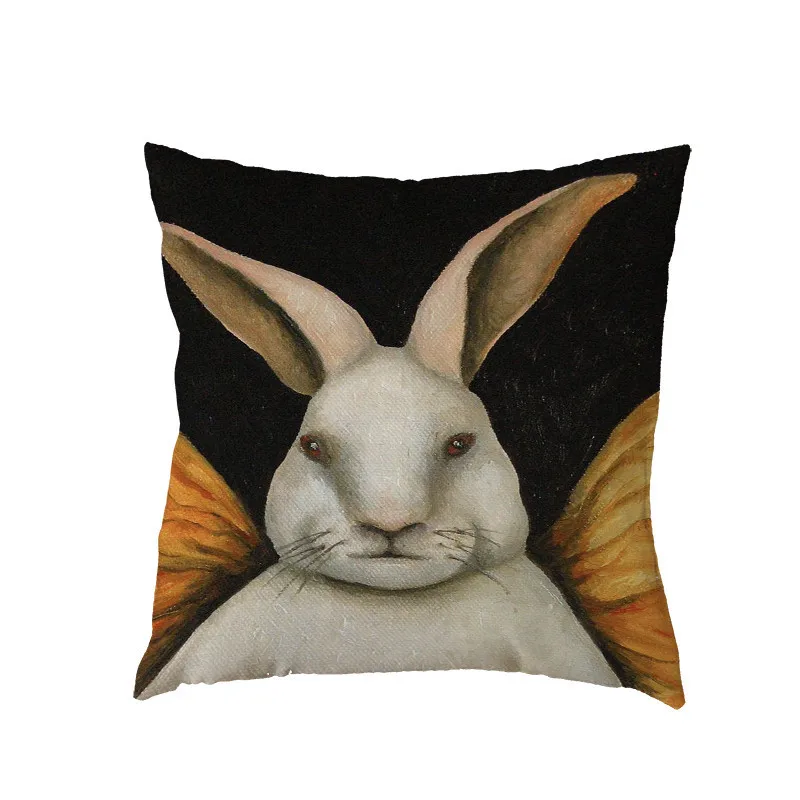 Наволочка на подушку с рисунком милого кролика, полиэстер, персиковая кожа, персональный ворон, зонт для чтения, классическая декоративная подушка в веселом стиле
